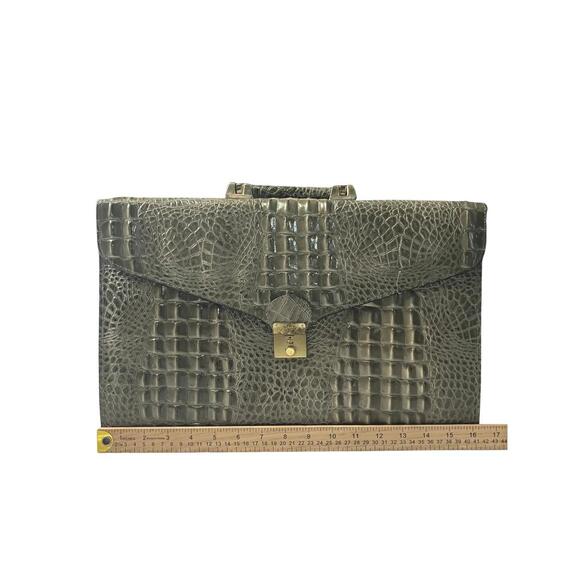 Vintage 80s Structured Reptile Embossed Briefcase - Picture 2 of 11